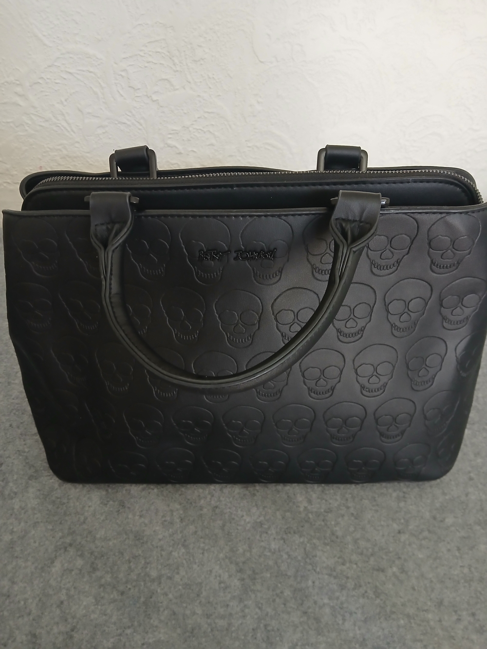 Betsey Johnson Black Embossed Skull Tote